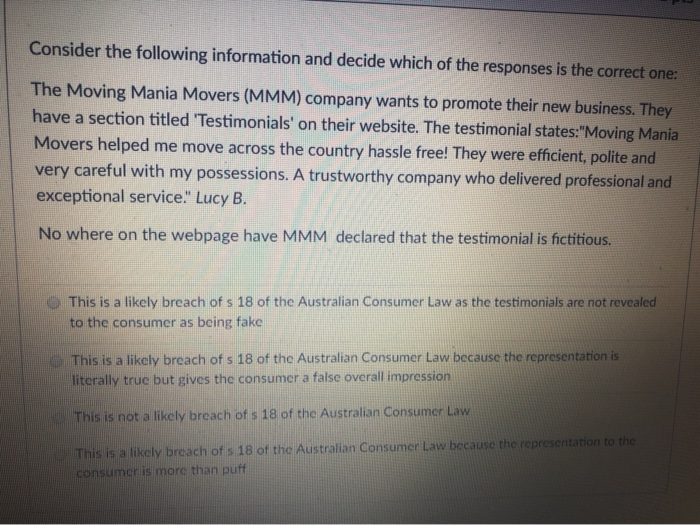 Consider the following information and decide