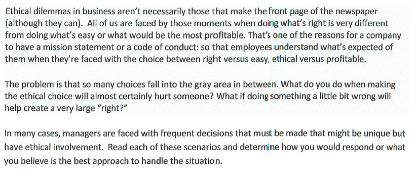 Ethical dilemmas in business aren't necessarily