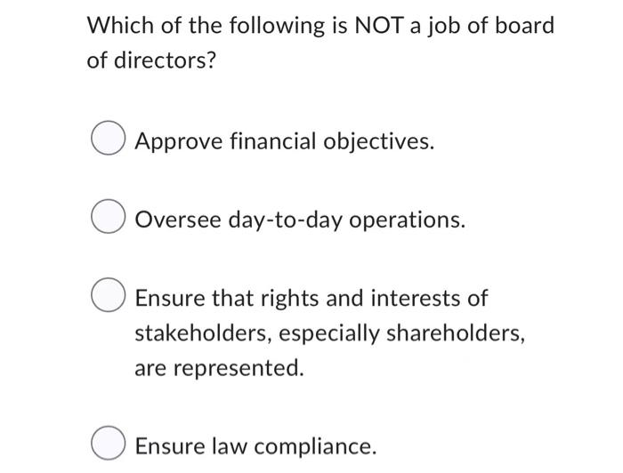 Which of the following is NOT a job of board of