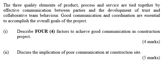 The three quality elements of product, process