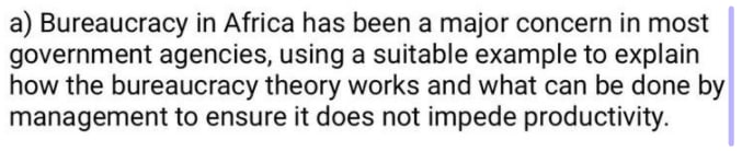 a) Bureaucracy in Africa has been a major concern