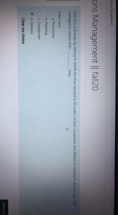 stem (Academic) ons Management || fall20 Dell