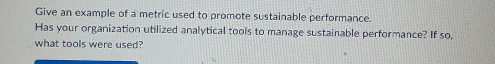 answer help Give an example of a metric used to