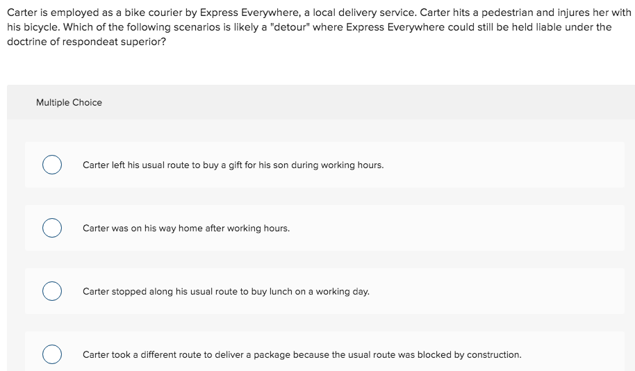 Carter is employed as a bike courier by Express