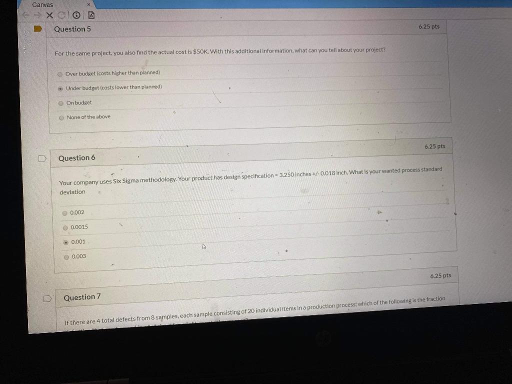 number 5 Canvas N Question 5 6.25 pts For the