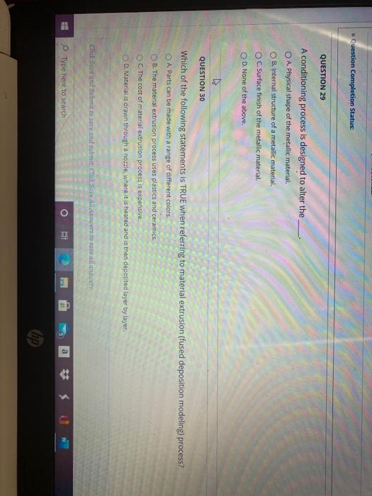 Question Completion Status: QUESTION 29 A