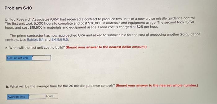 Problem 6-10 United Research Associates (URA) had