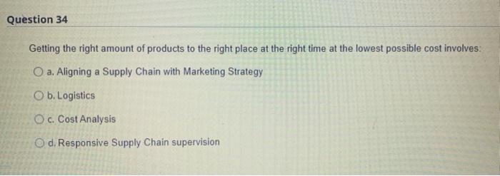 Question 34 Getting the right amount of products