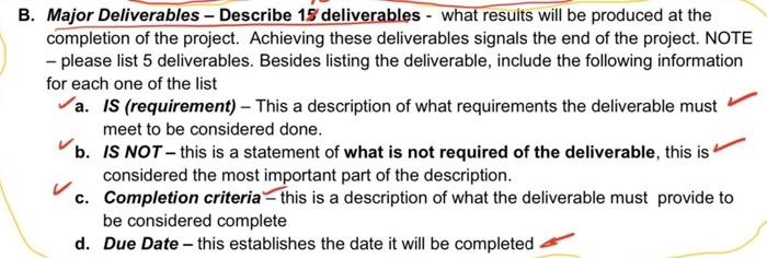 with the proyect description , answer the