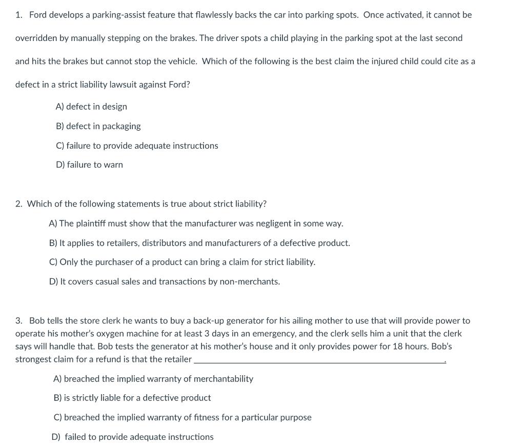 BUSINESS LAW HOMEWORK 1. Ford develops a