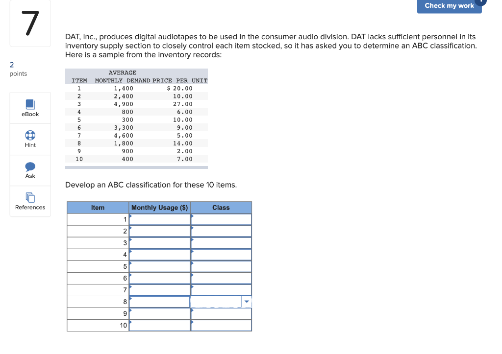 Check my work 7 DAT, Inc., produces digital