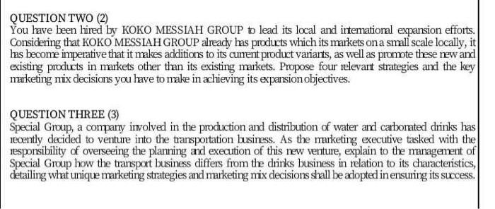 QUESTION TWO (2) You have been hired by KOKO