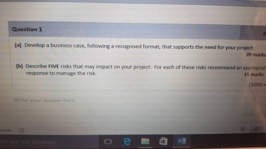 Question 1 (a) Develop a business case, following