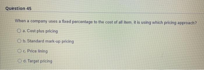 Question 44 A Contractual System in Retailing