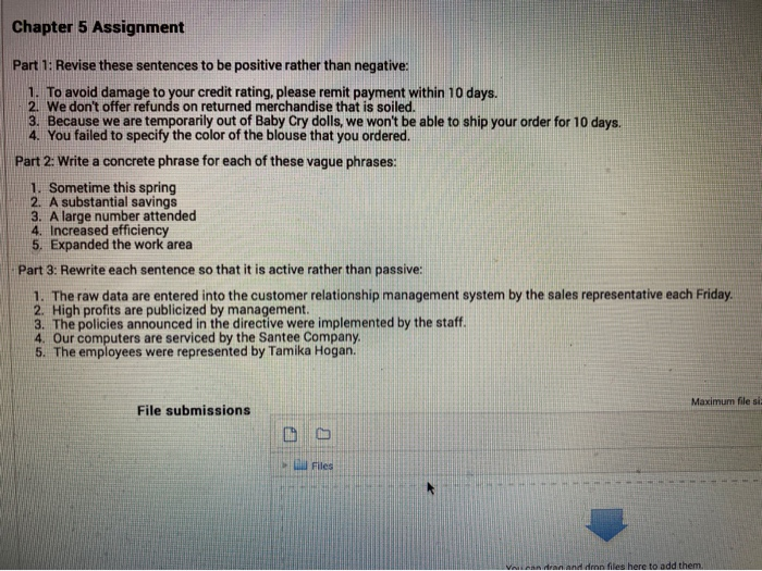 Part 1: Revise these sentenced to be positive