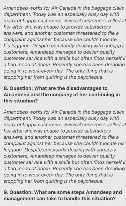 Amandeep works for Air Canada in the baggage