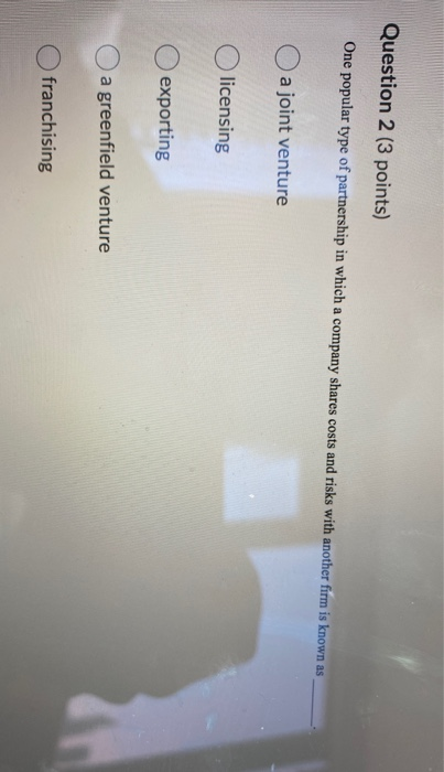 please help me Question 1 (3 points) reflects the