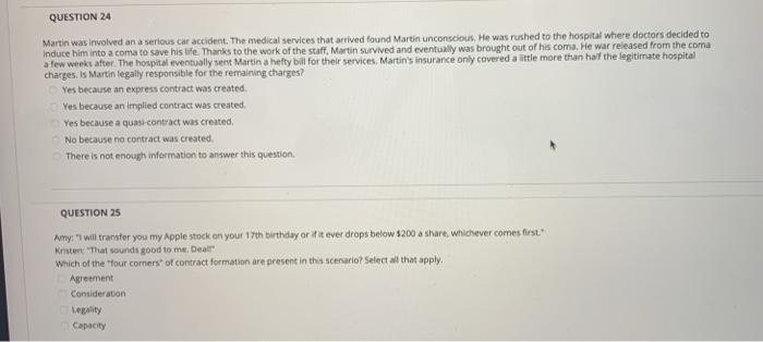 please answer both QUESTION 24 Martin was