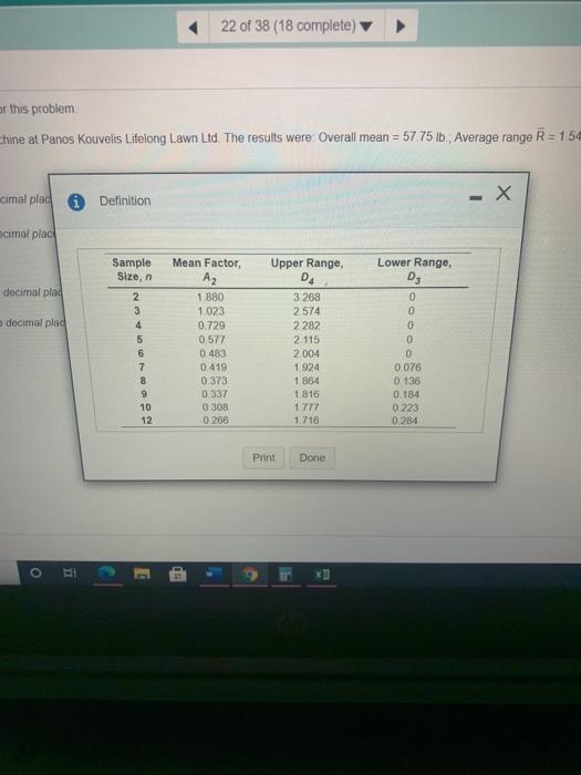 Refer to Table S61 - Factors for Computing