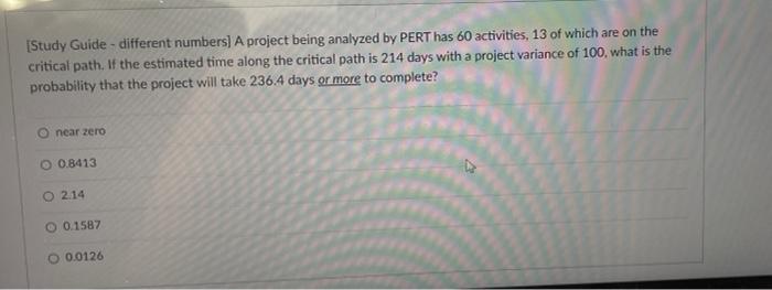 [Study Guide - different numbers) A project being