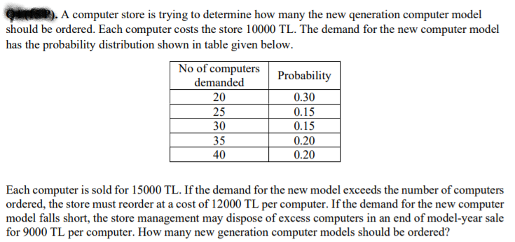 A computer store is trying to determine how many