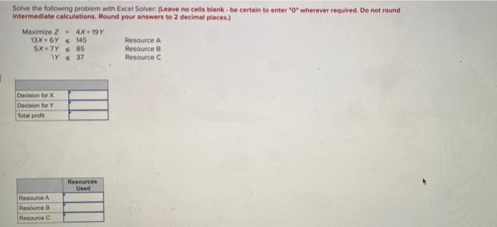 Solve the following problem with Excel Solver