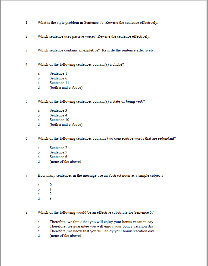 Directions: Study the e-mail message below,