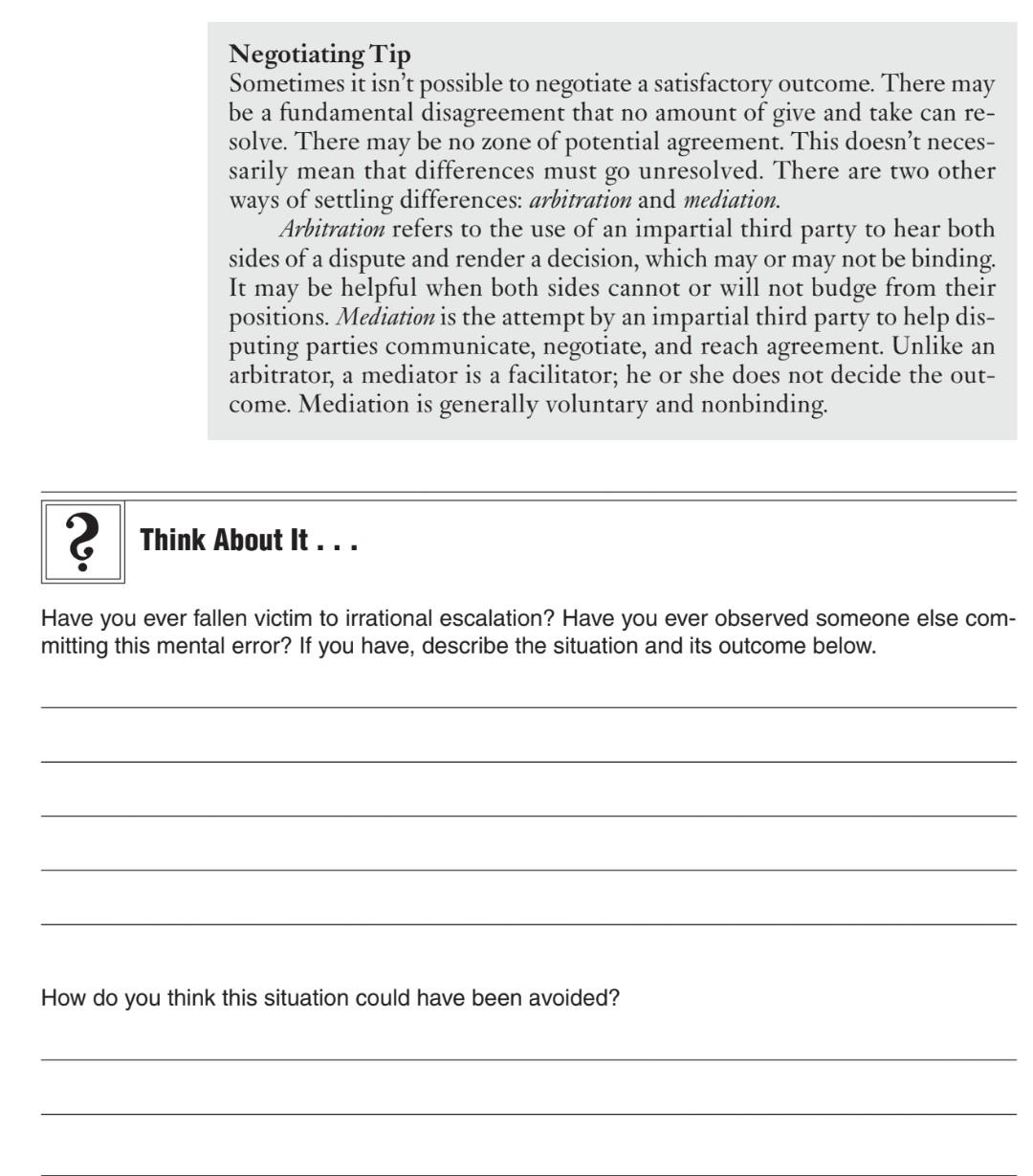 Negotiating Tip Sometimes it isn't possible to