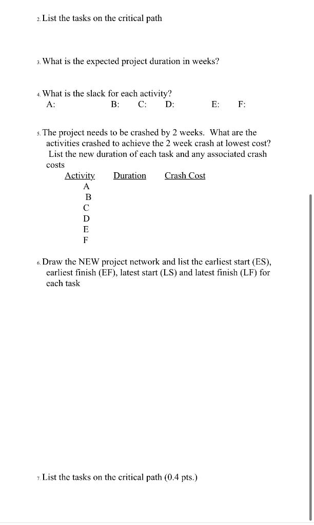 Only 5,6,7 Consider a project having the