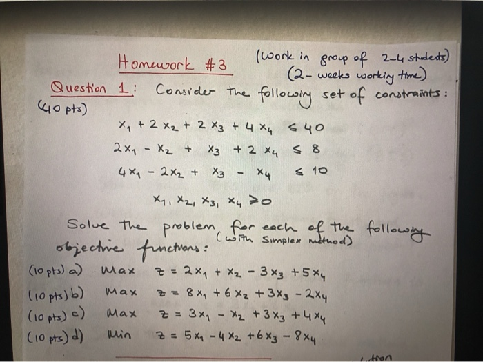 Homework #3 (work in group of 2-4 students)