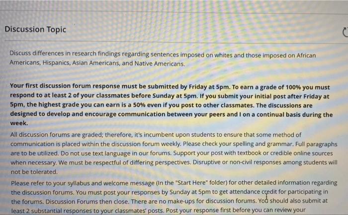Discussion Topic Discuss differences in research