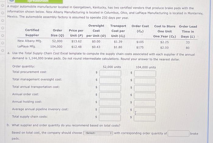 this is all the information that is given Order
