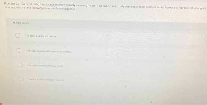 Blue Star Co. has been using the production order