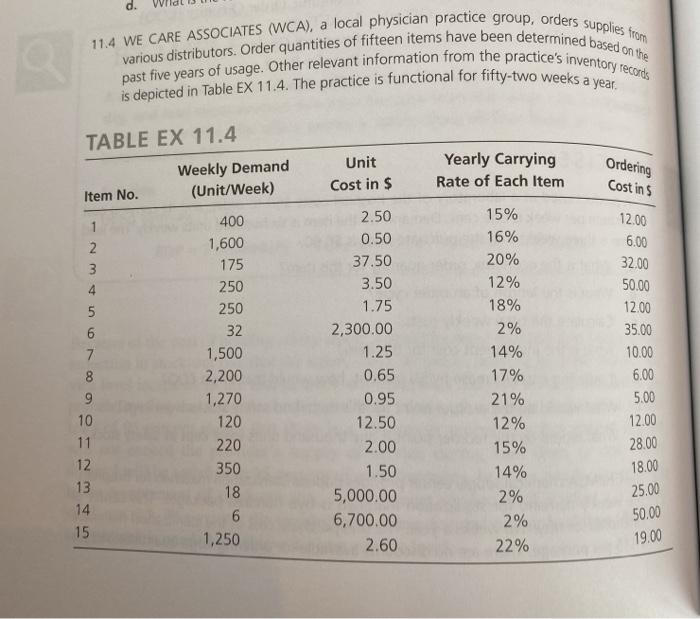 Please solve: a. determine the basic EOQ on each