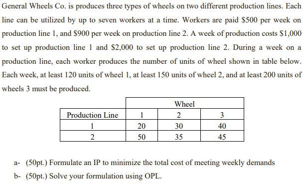 I need the cplex opl solution. General Wheels Co.