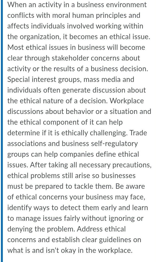 Reply to this When an activity in a business