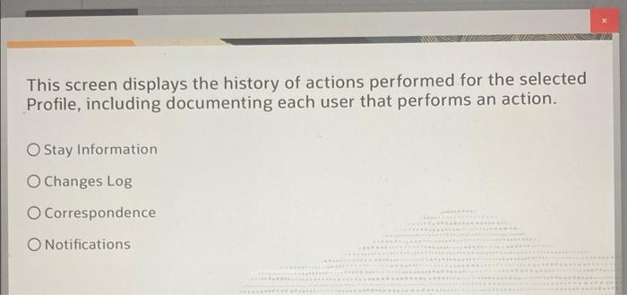 This screen displays the history of actions