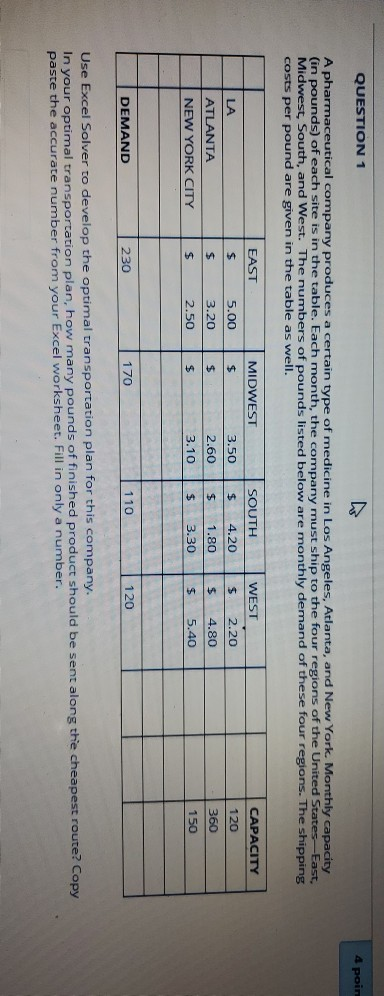 QUESTION 1 4 poin A pharmaceutical company