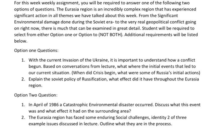 For this week weekly assignment, you will be