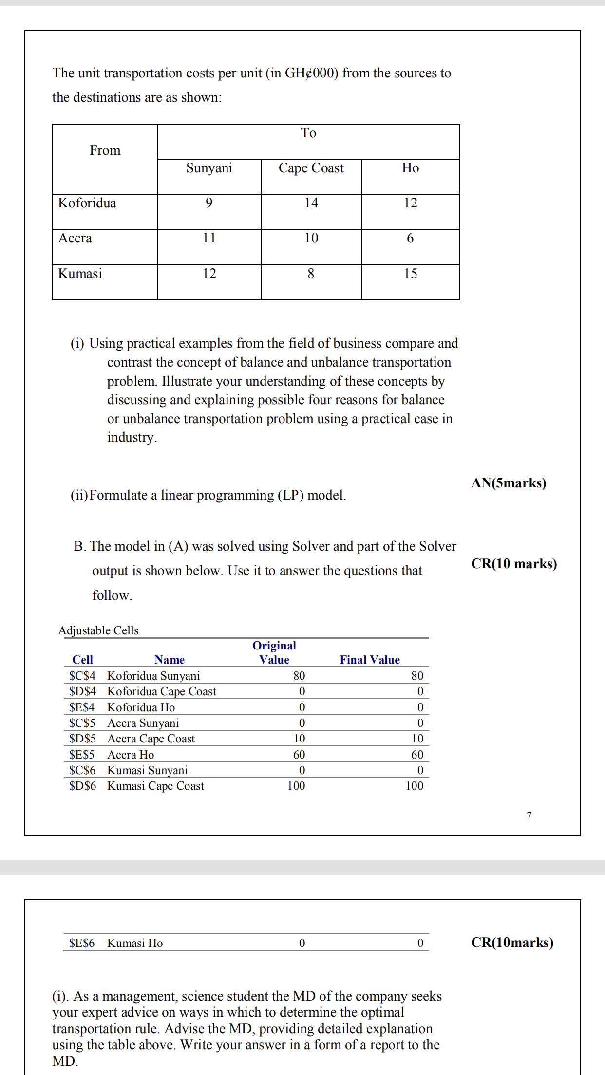Question 4 A. An Electrical Company has three