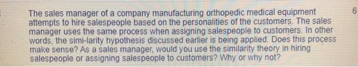 CO The sales manager of a company manufacturing