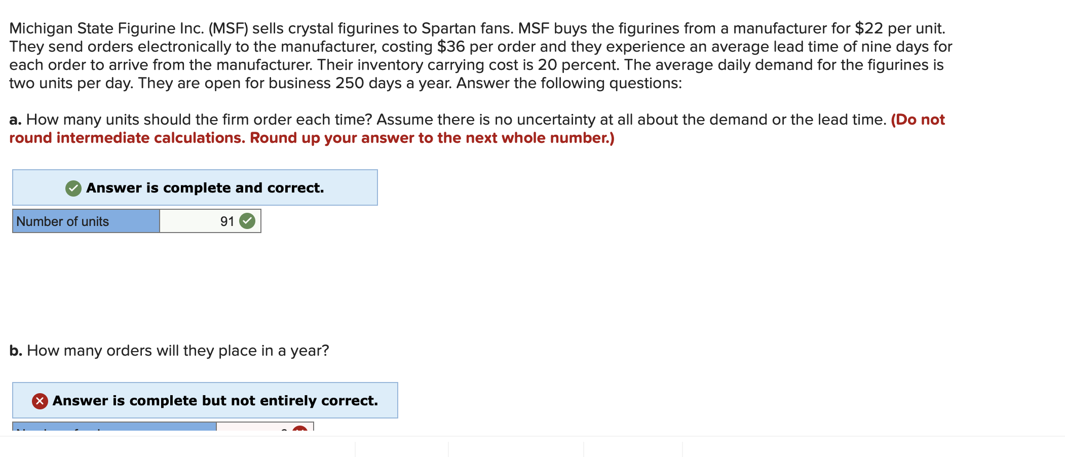 Michigan State Figurine Inc. (MSF) sells crystal