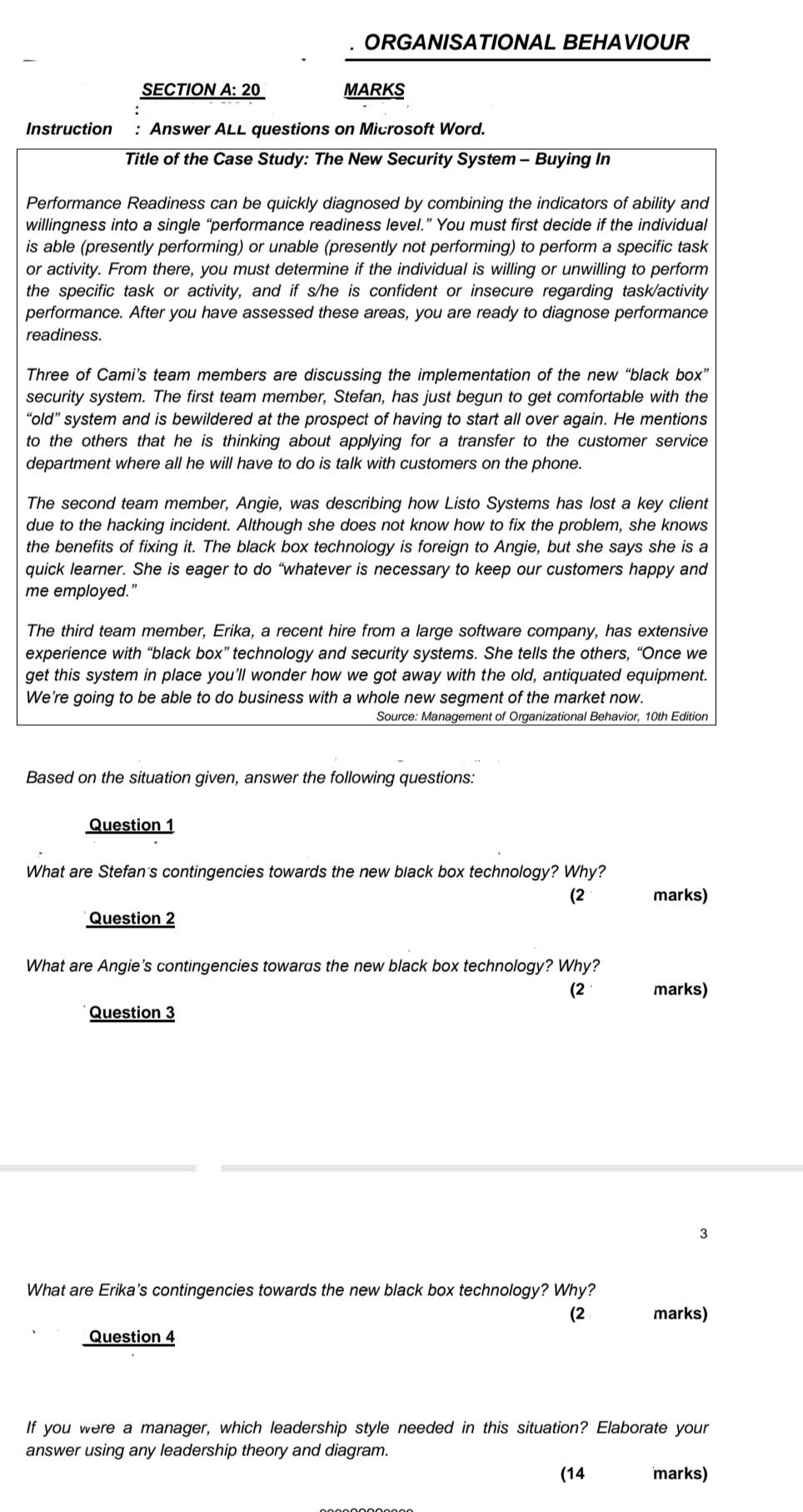 Subject: Organizational Behaviour ORGANISATIONAL