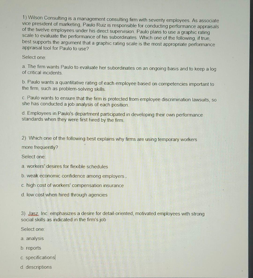 1) Wilson Consulting is a management consulting