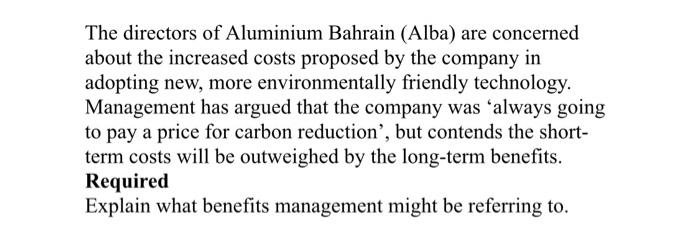 The directors of Aluminium Bahrain (Alba) are