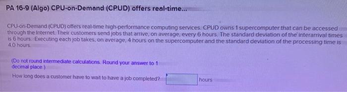PA 16-9 (Algo) CPU-on-Demand (CPUD) offers