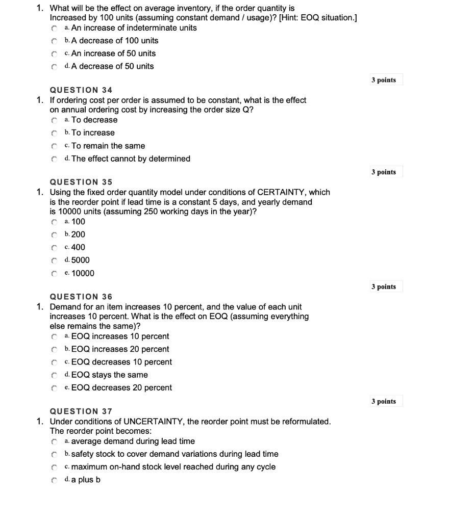 3 points QUESTION 28 1. Which type of stockout