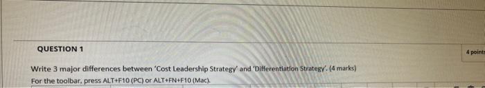 Write 3 major differences between 'Cost