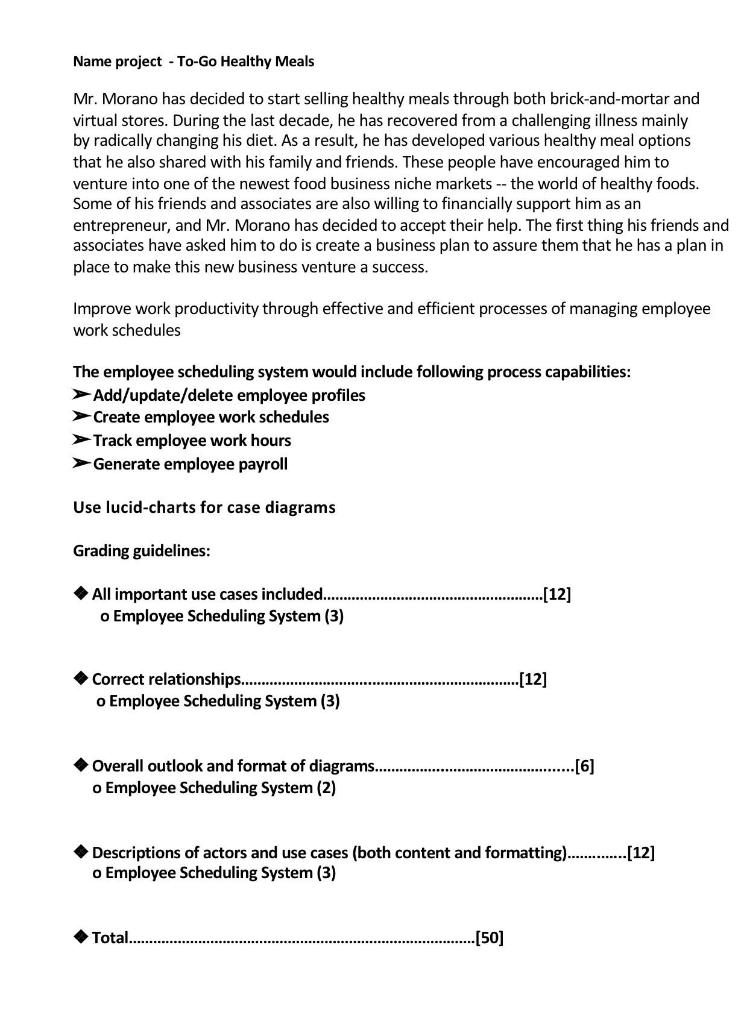 Name project - To-Go Healthy Meals Mr. Morano has