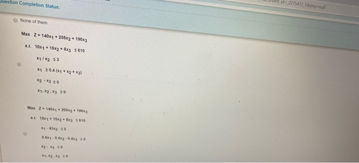 other options QUESTION 1 In order to solve Linear